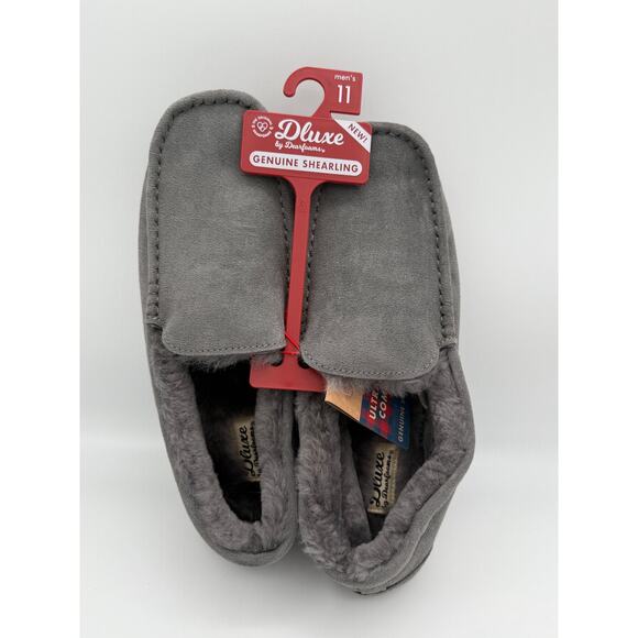 Dluxe by Dearfoams Men's Nelson Genuine Shearling Moccasin Slippers Size 11 NWT - Picture 1 of 6